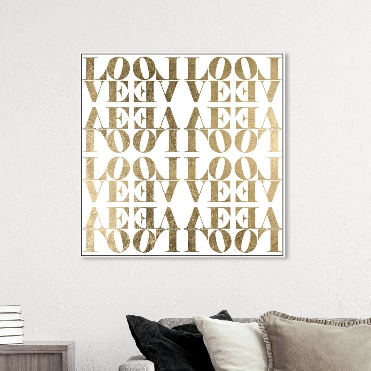 Infinite Love Pattern Modern Gold Canvas Wall Art Print for Living Room