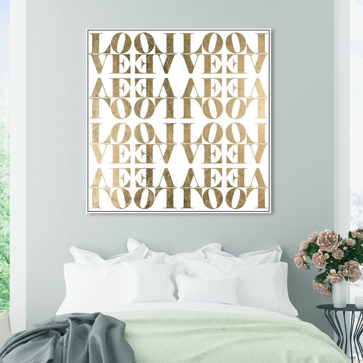 Infinite Love Pattern Modern Gold Canvas Wall Art Print for Living Room