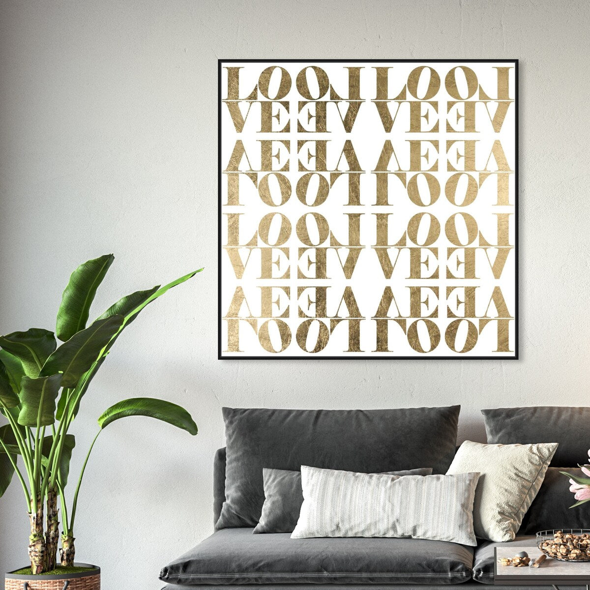 Infinite Love Pattern Modern Gold Canvas Wall Art Print for Living Room