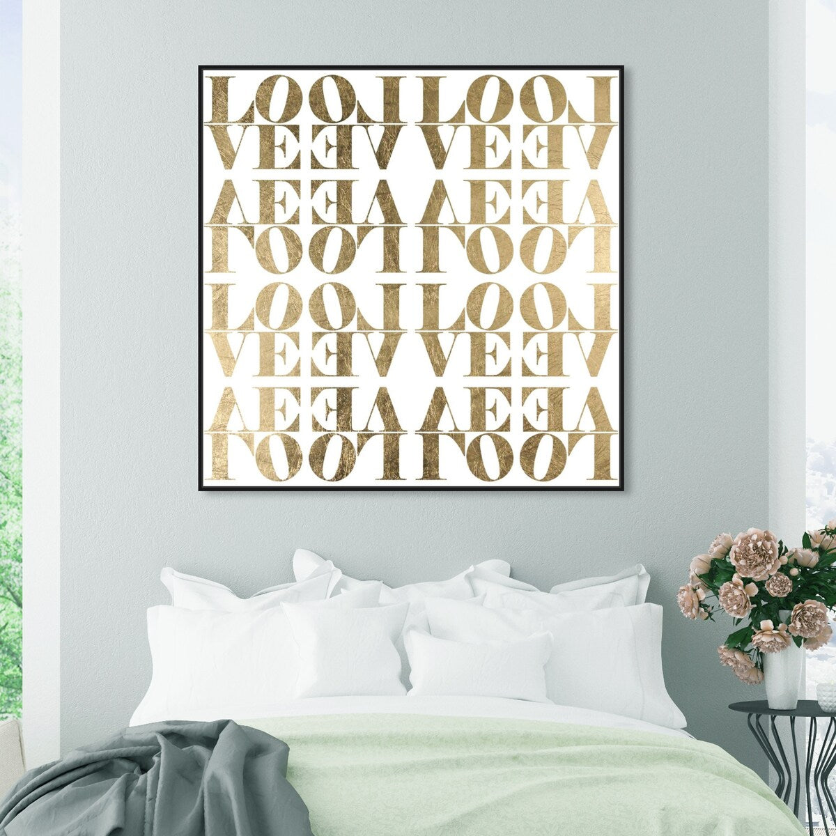 Infinite Love Pattern Modern Gold Canvas Wall Art Print for Living Room