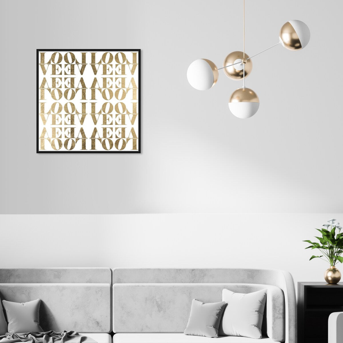 Infinite Love Pattern Modern Gold Canvas Wall Art Print for Living Room