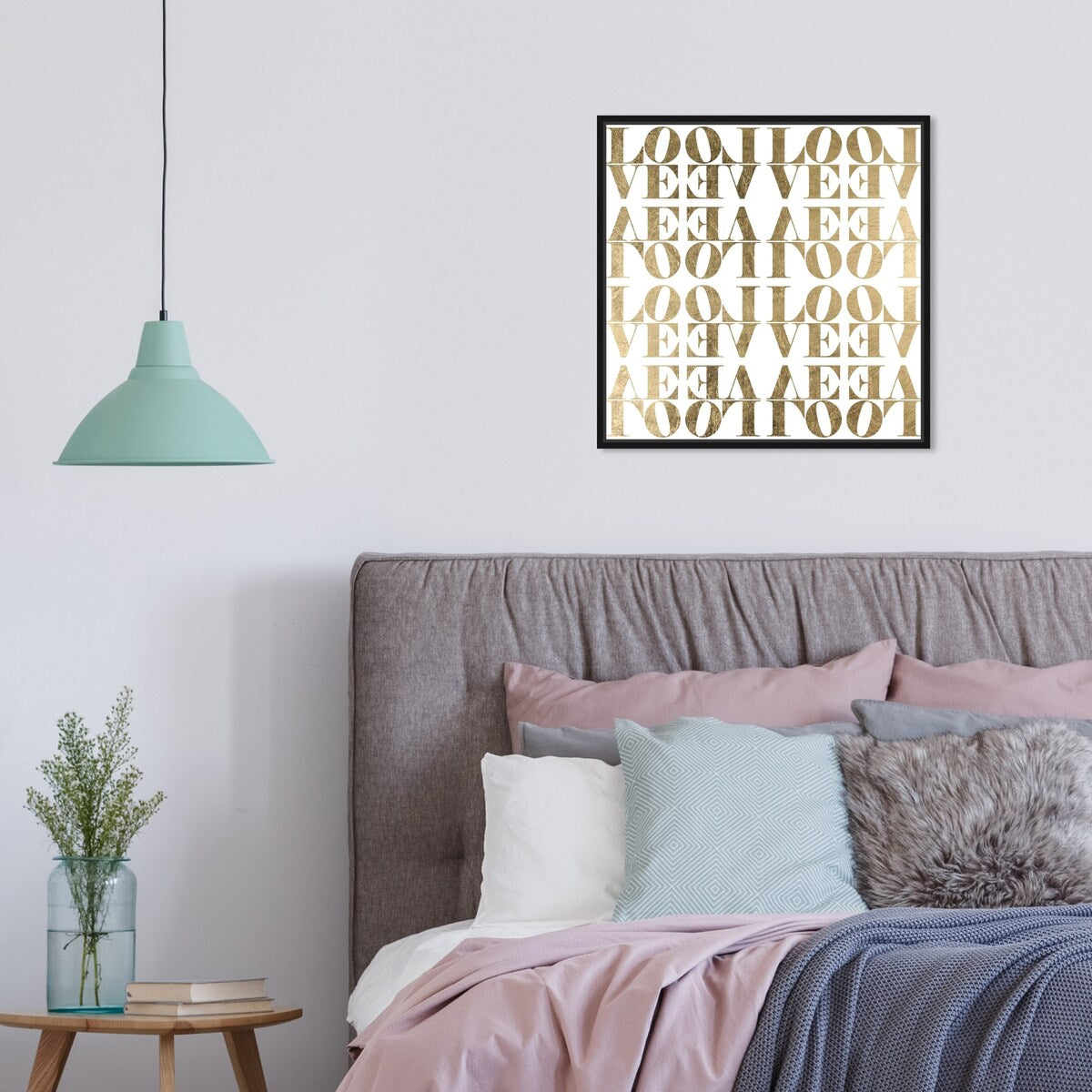 Infinite Love Pattern Modern Gold Canvas Wall Art Print for Living Room