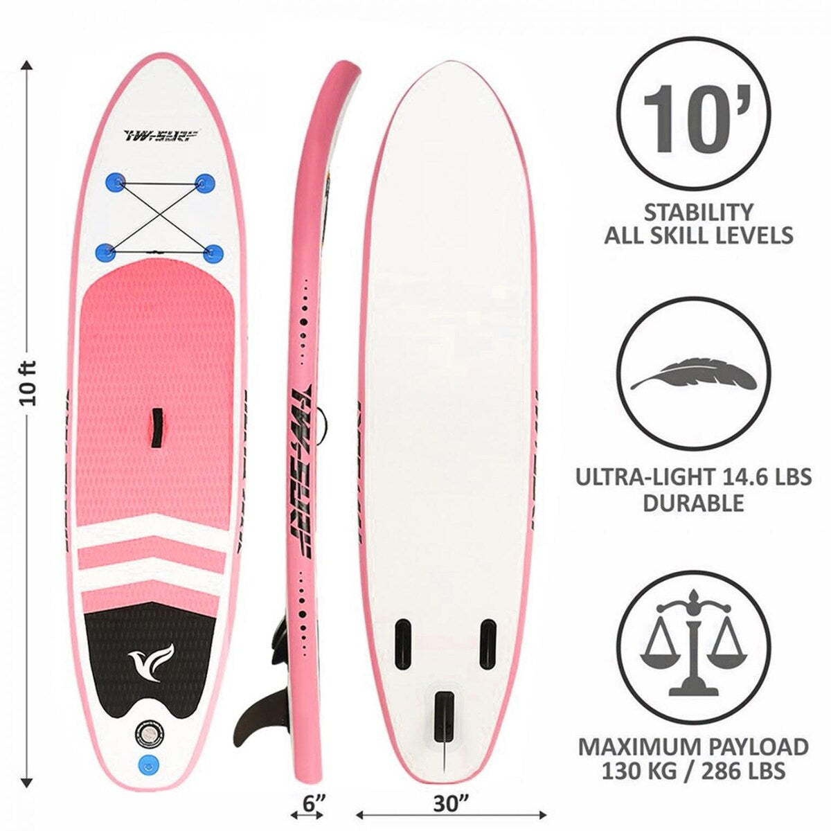 Inflatable 10'×30"×6" Ultra-Light (17.6lbs) SUPs for All Skill Level Everything