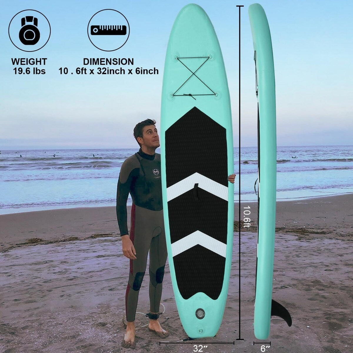 Inflatable 10'×30"×6" Ultra-Light (17.6lbs) SUPs for All Skill Level Everything