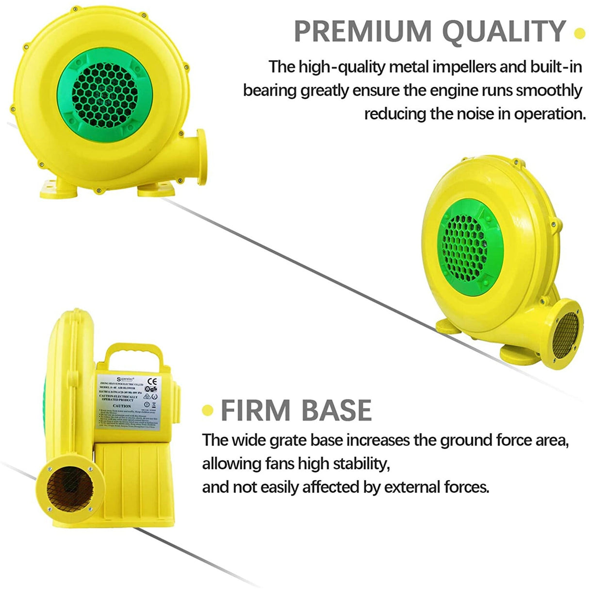 Inflatable Blower 450 Watt Bounce House Air Blower for Inflatable Castle and Jump Slides, Portable Blower Fan Pump