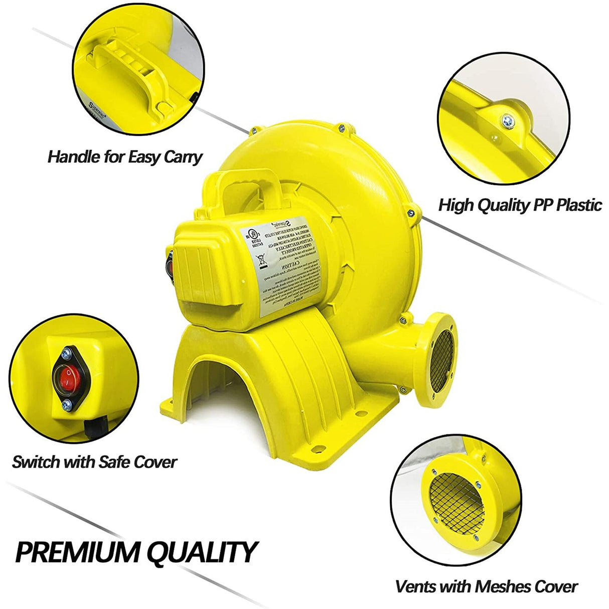 Inflatable Blower 450 Watt Bounce House Air Blower for Inflatable Castle and Jump Slides, Portable Blower Fan Pump