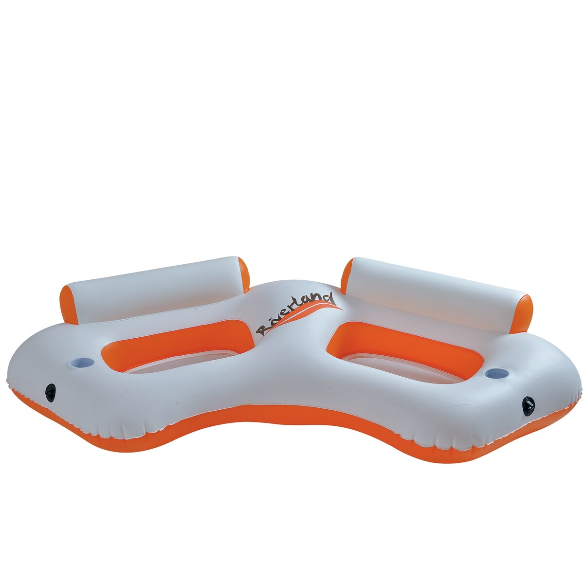 Inflatable Orange and White River Land Two Swimming Pool Sofa 85-Inch - 85"