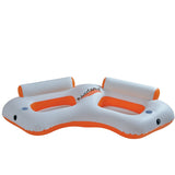 Inflatable Orange and White River Land Two Swimming Pool Sofa 85-Inch - 85"