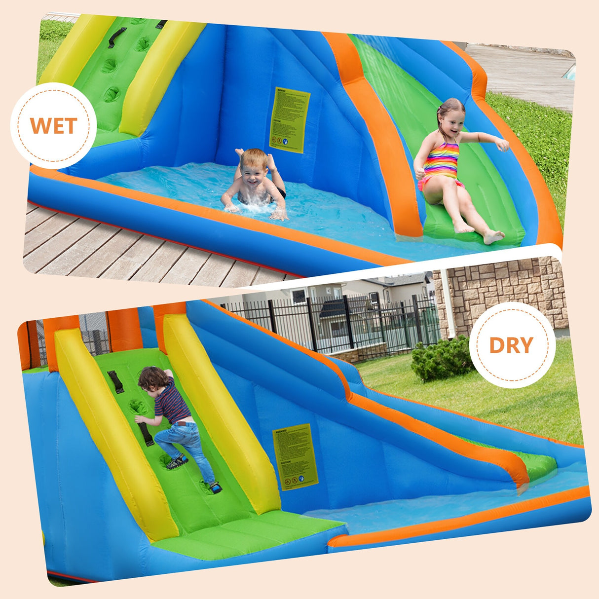 Inflatable Slide Bouncer Water Park Bounce House with 480W Air Blower