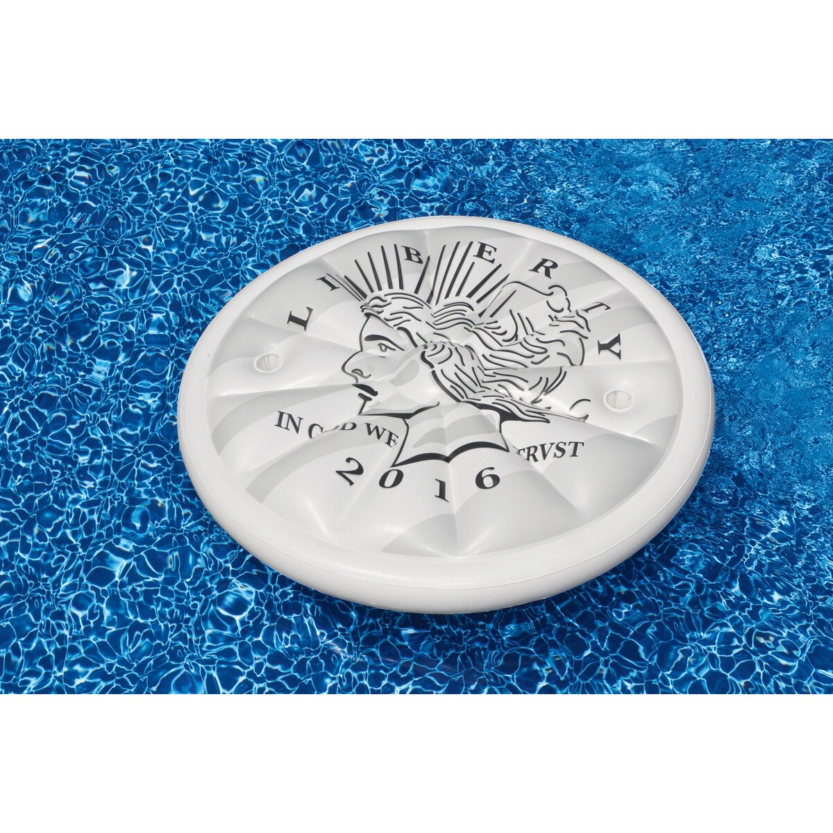 Inflatable White and Black Swimming Pool Floating Raft 60-Inch - 60"