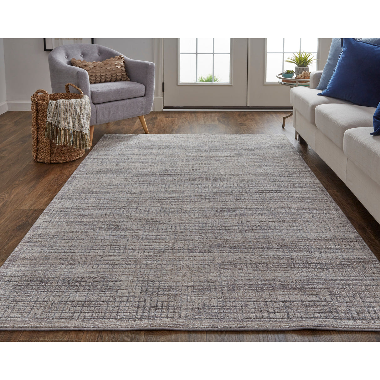 Inger Modern Crosshatch Gray/Beige Area Rug