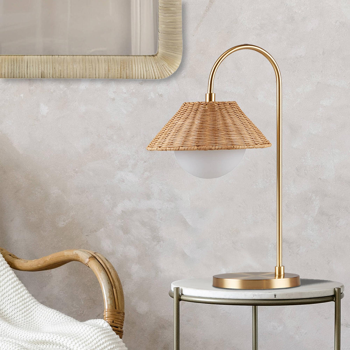 INK+IVY Laguna Rattan Weave Shade Table Lamp