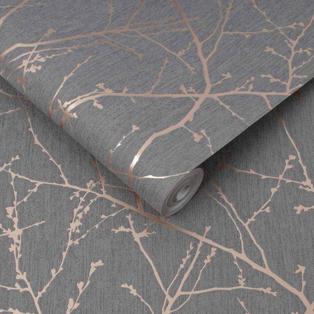 Innocence Charcoal and Copper Wallpaper