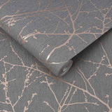 Innocence Charcoal and Copper Wallpaper