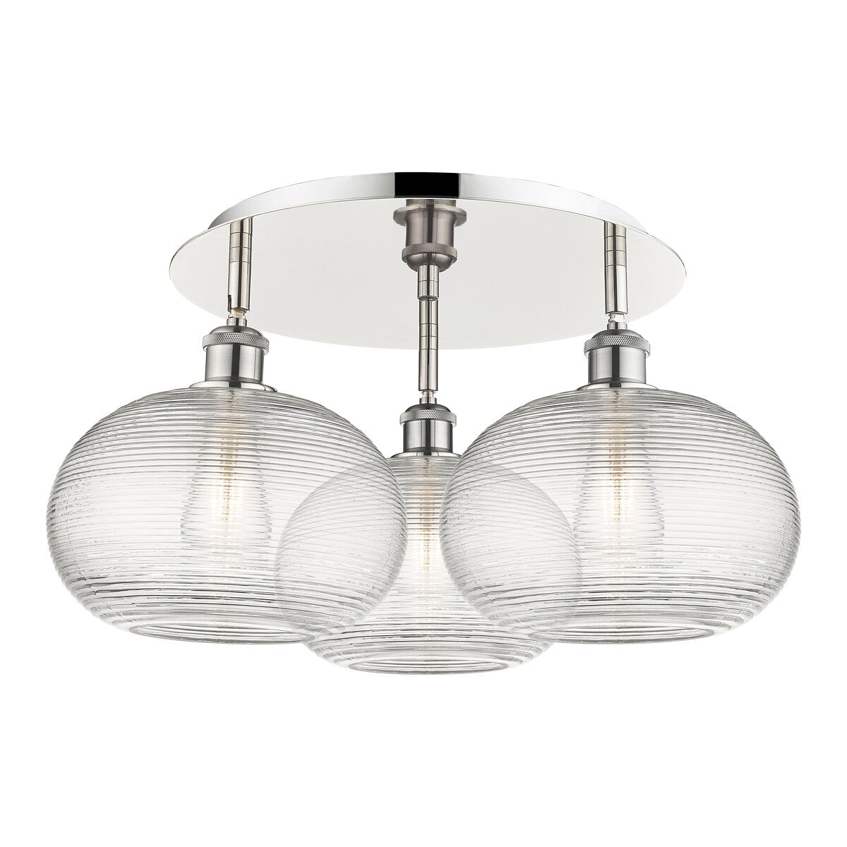 Innovations Lighting Ballston - Ithaca - 3 Light 22" Flush Mount - Clear Ithaca Shade