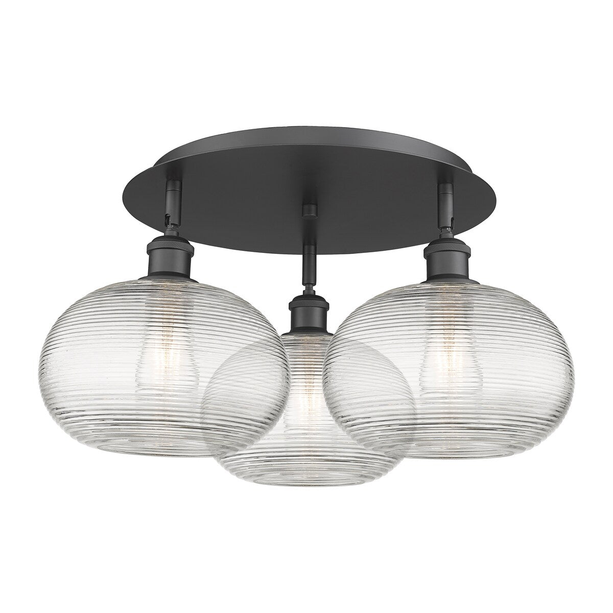 Innovations Lighting Ballston - Ithaca - 3 Light 22" Flush Mount - Clear Ithaca Shade