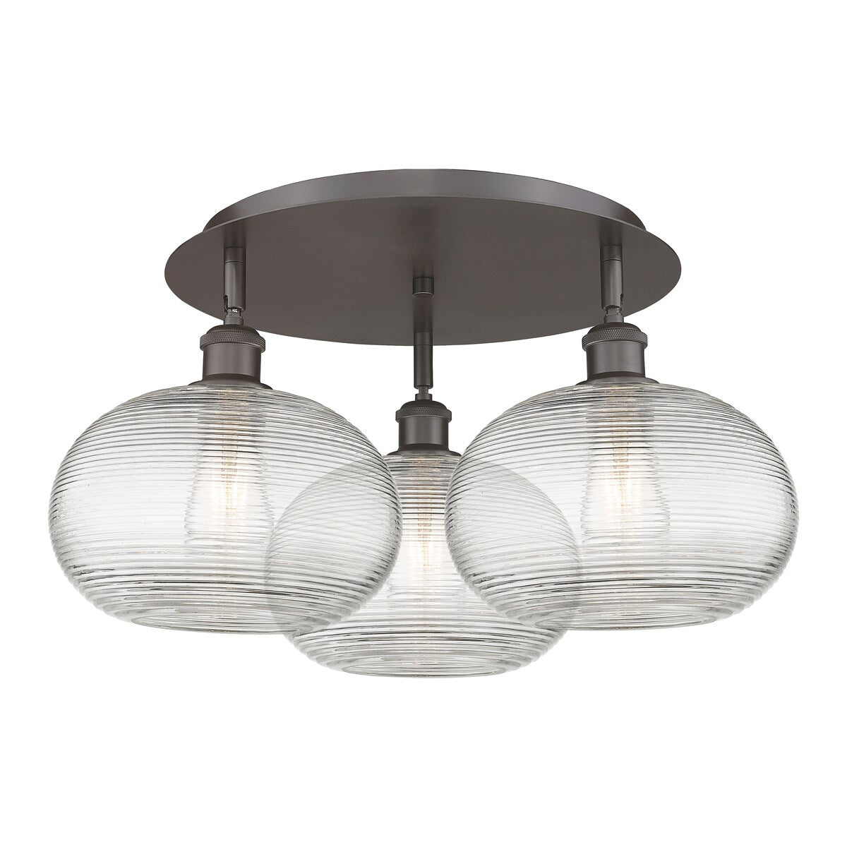 Innovations Lighting Ballston - Ithaca - 3 Light 22" Flush Mount - Clear Ithaca Shade