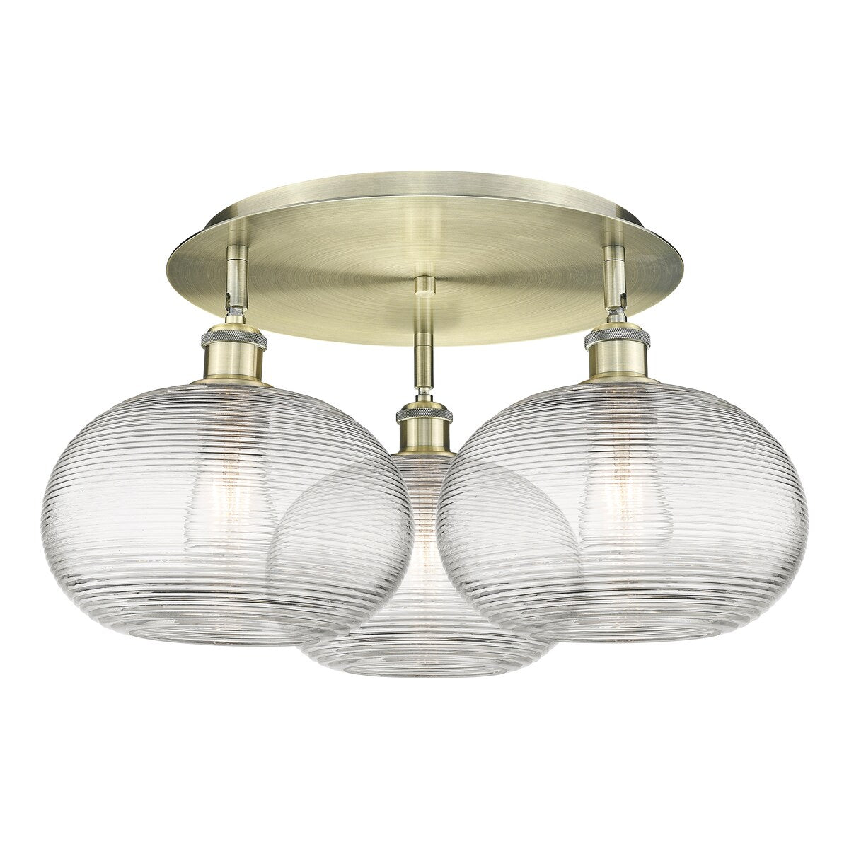 Innovations Lighting Ballston - Ithaca - 3 Light 22" Flush Mount - Clear Ithaca Shade