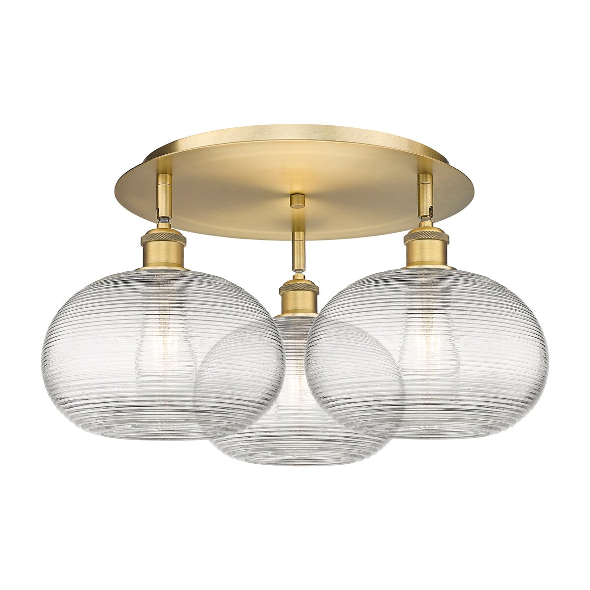 Innovations Lighting Ballston - Ithaca - 3 Light 22" Flush Mount - Clear Ithaca Shade