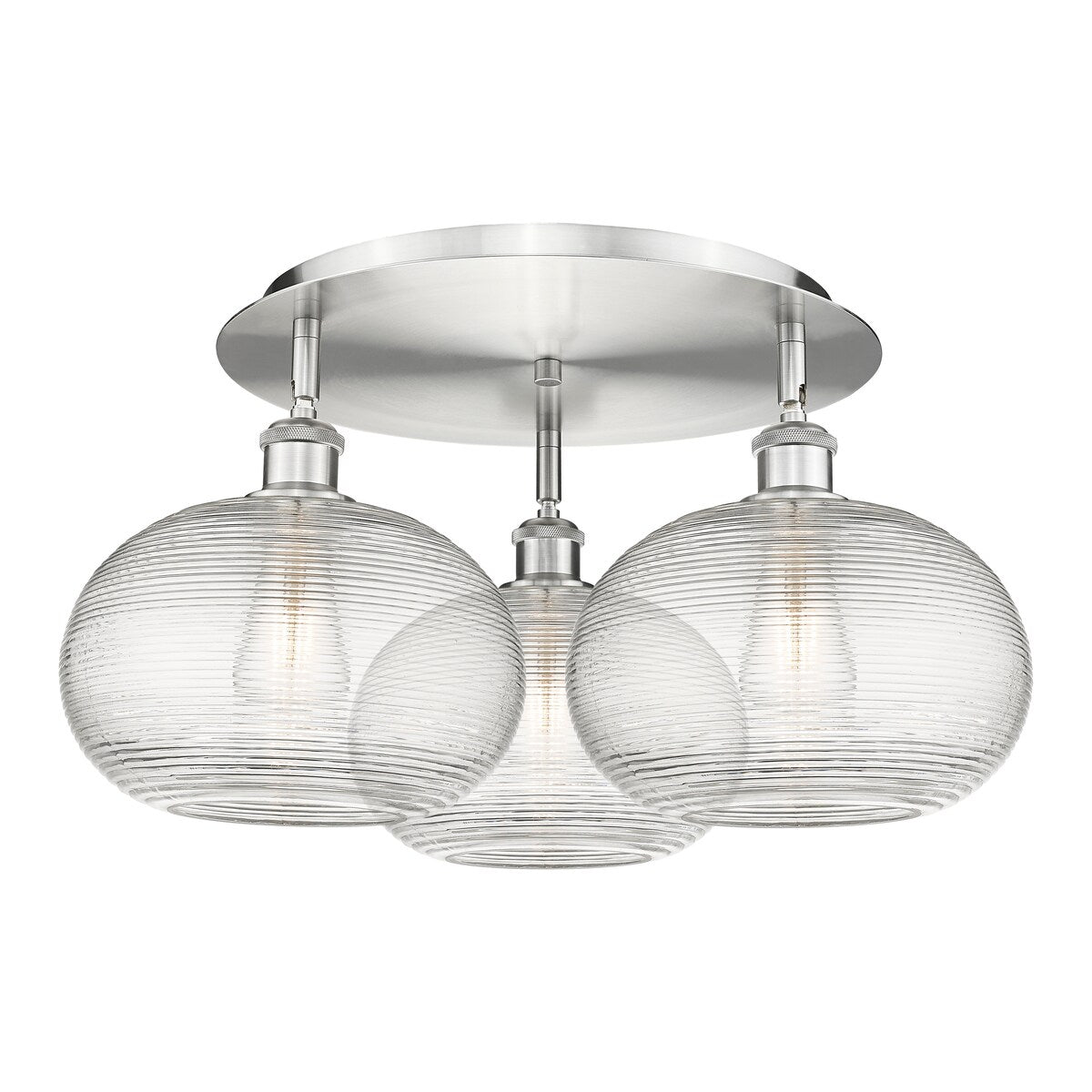 Innovations Lighting Ballston - Ithaca - 3 Light 22" Flush Mount - Clear Ithaca Shade