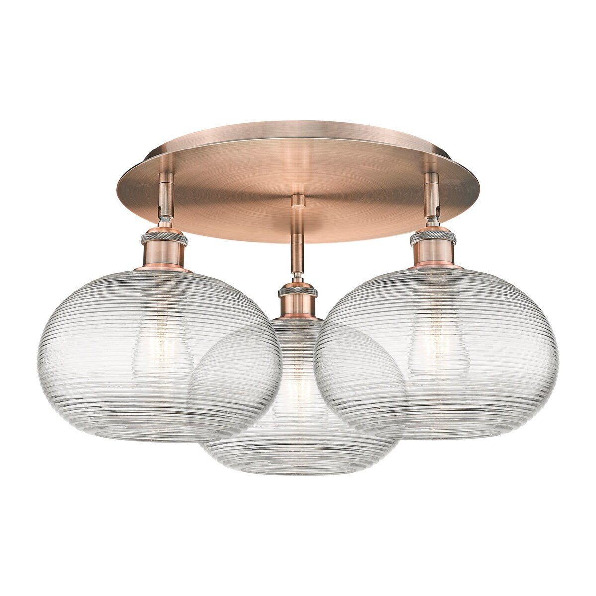 Innovations Lighting Ballston - Ithaca - 3 Light 22" Flush Mount - Clear Ithaca Shade