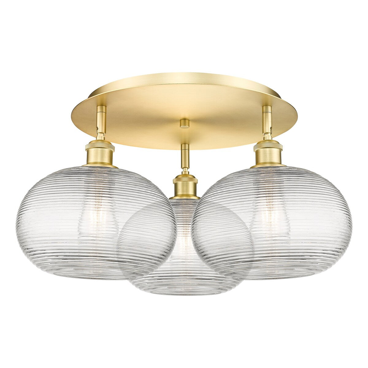 Innovations Lighting Ballston - Ithaca - 3 Light 22" Flush Mount - Clear Ithaca Shade