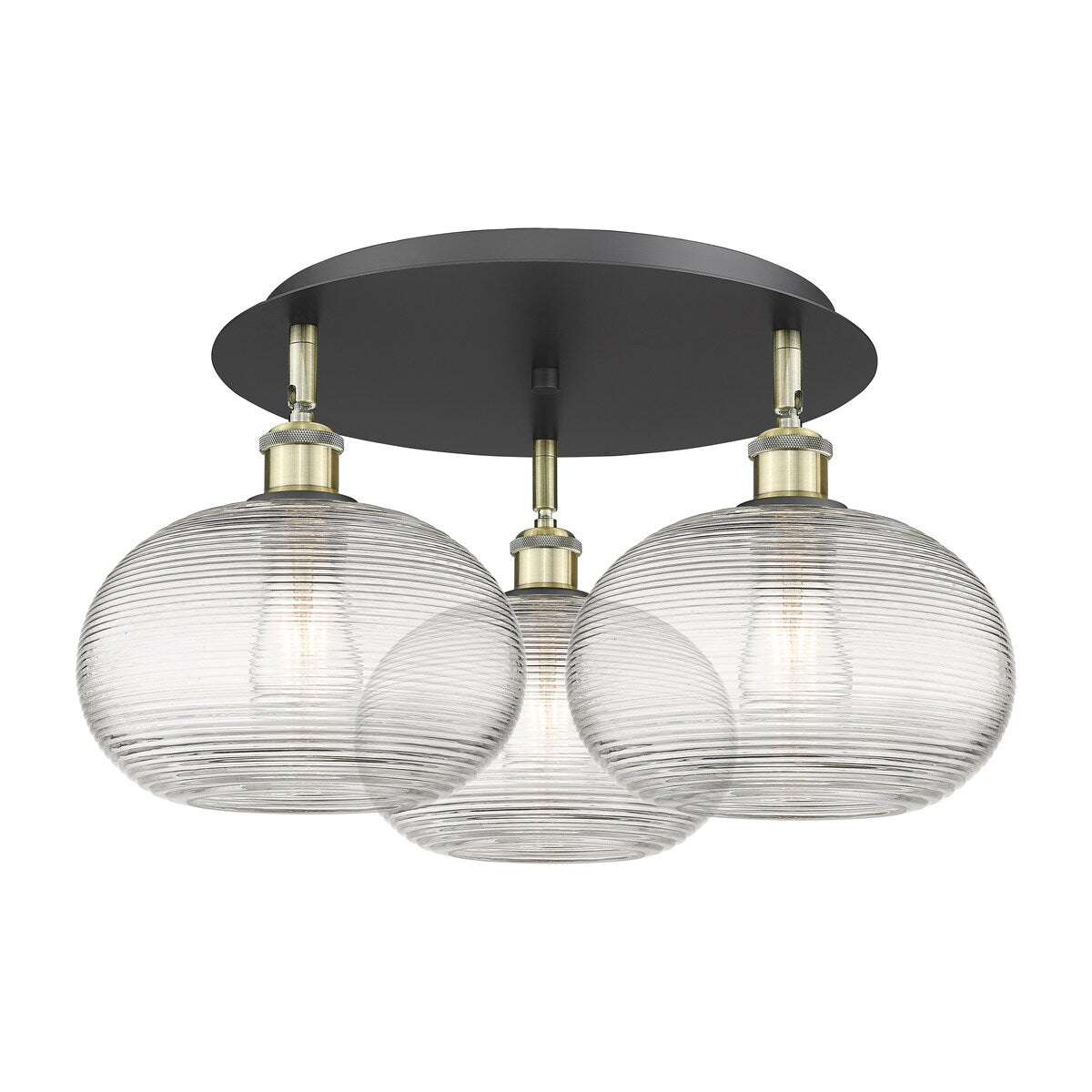 Innovations Lighting Ballston - Ithaca - 3 Light 22" Flush Mount - Clear Ithaca Shade