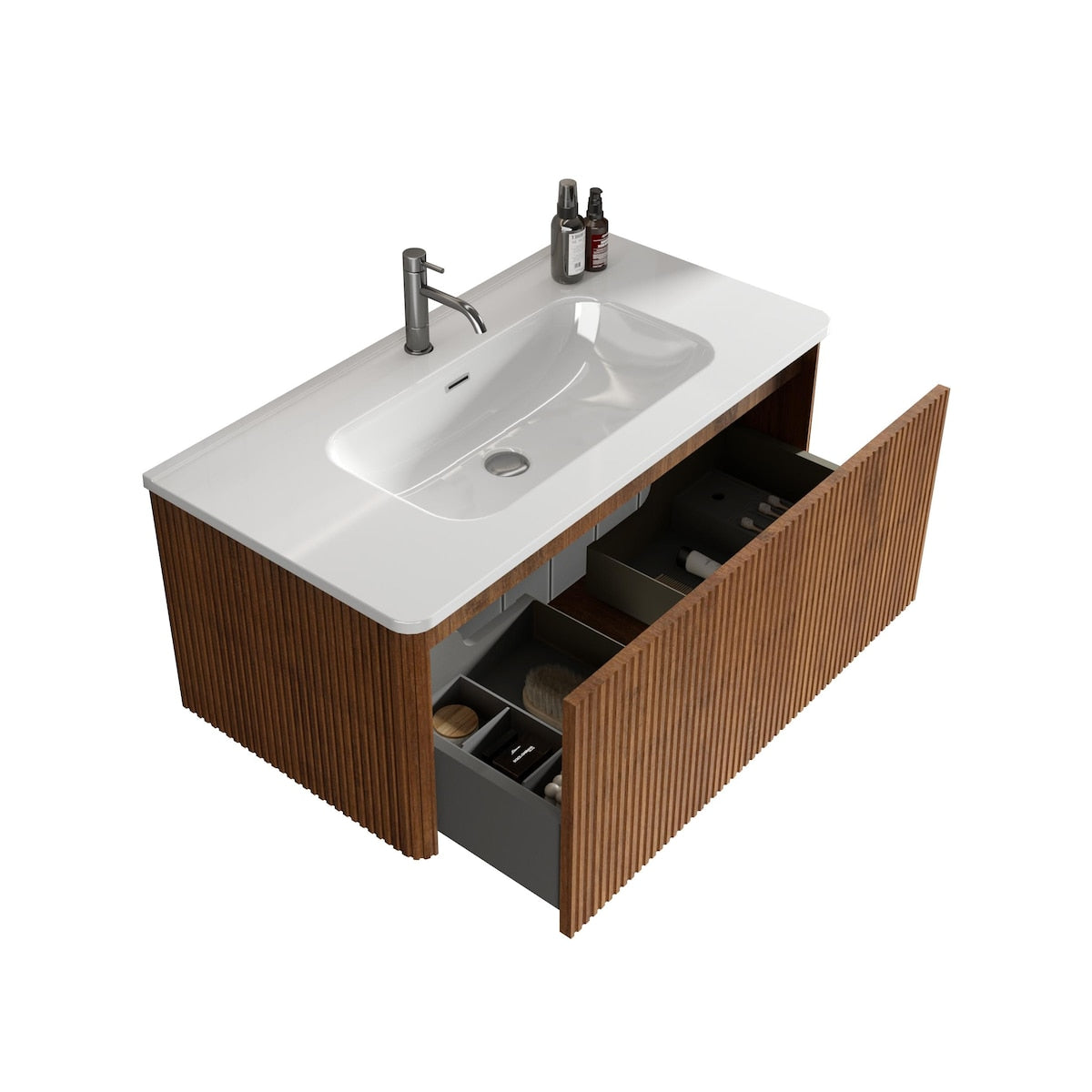 Integrated Glossy Ceramic Basin, Drain and Faucet NOT INCLUDED