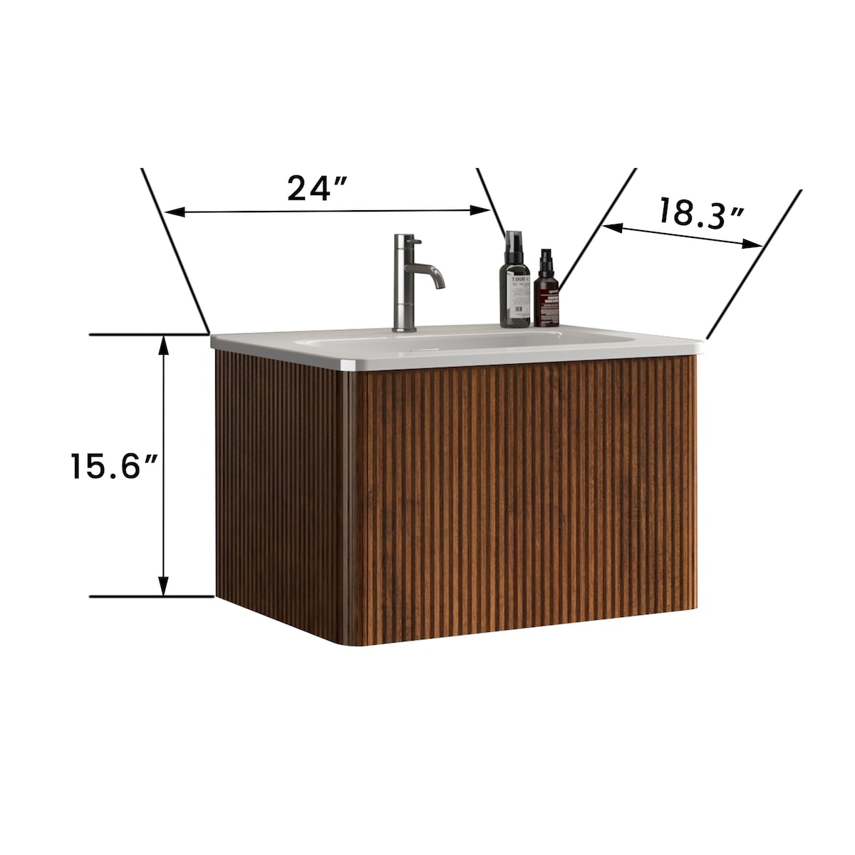 Integrated Glossy Ceramic Basin, Drain and Faucet NOT INCLUDED