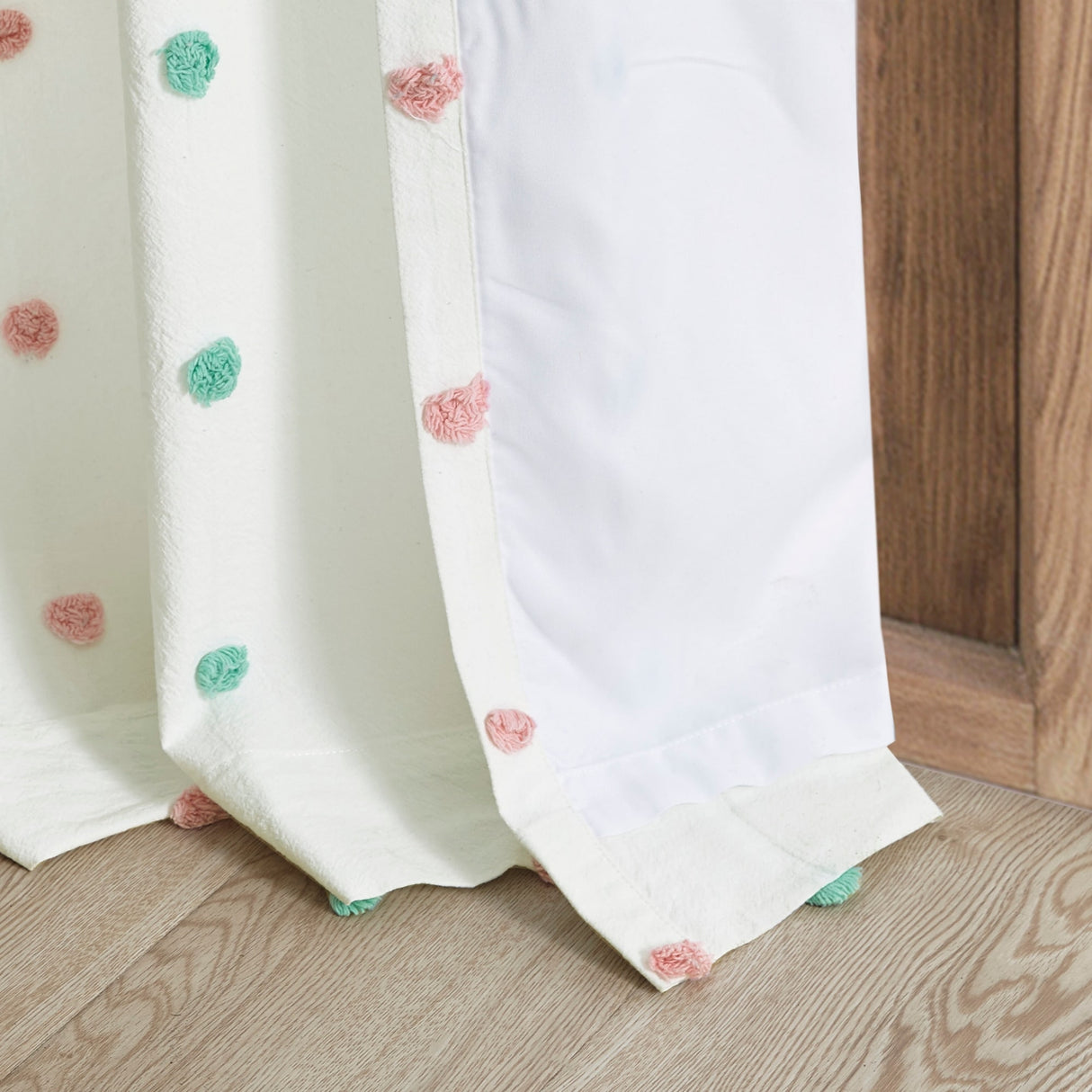Intelligent Design Ensley Cotton Jacquard Pom Pom Single Curtain Panel - 50"W X 84"L