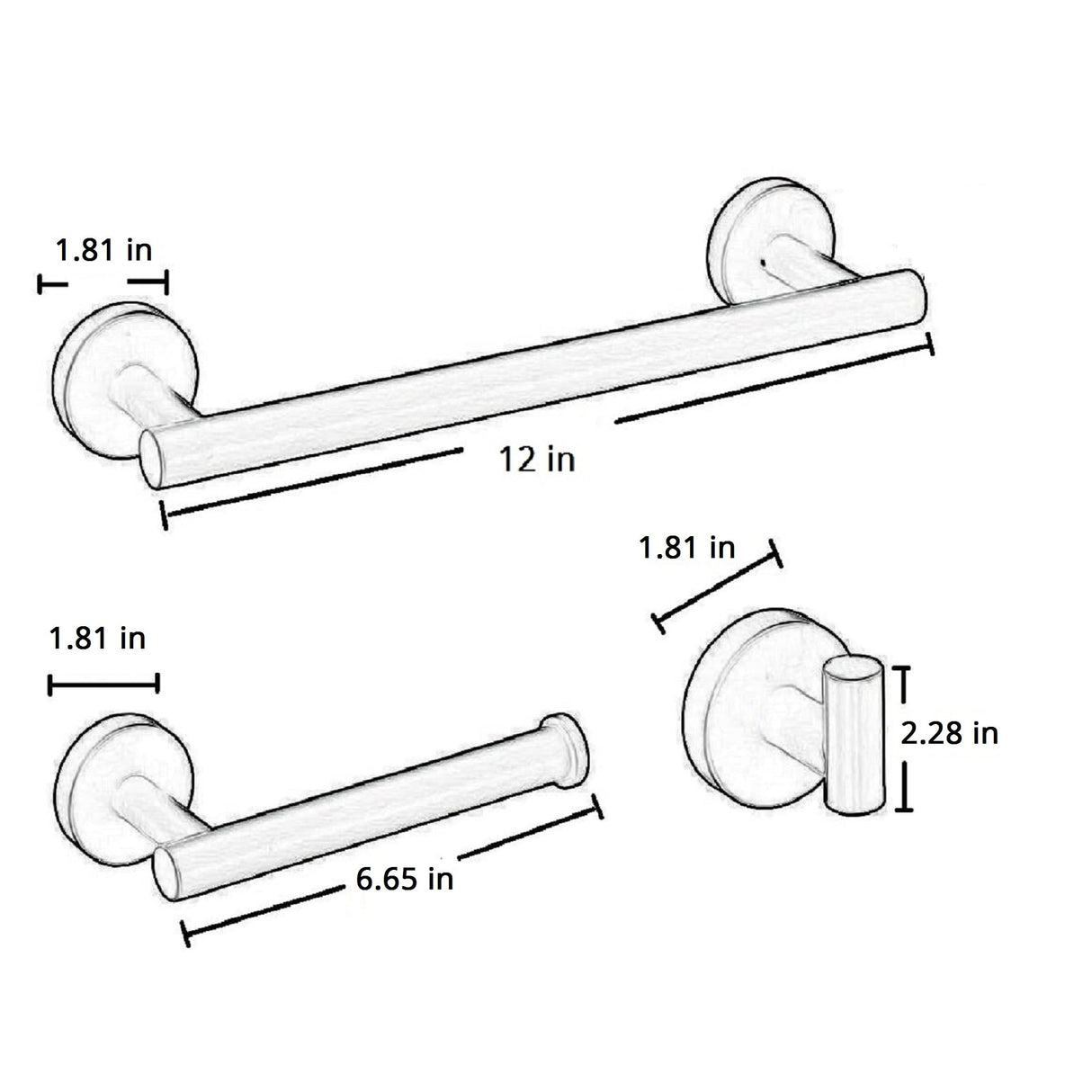 Interbath 3 Pieces Bathroom Hardware Accessories Set