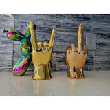 Interior Illusions Plus Gold Rock On hand Tabletop decor - 9in tall