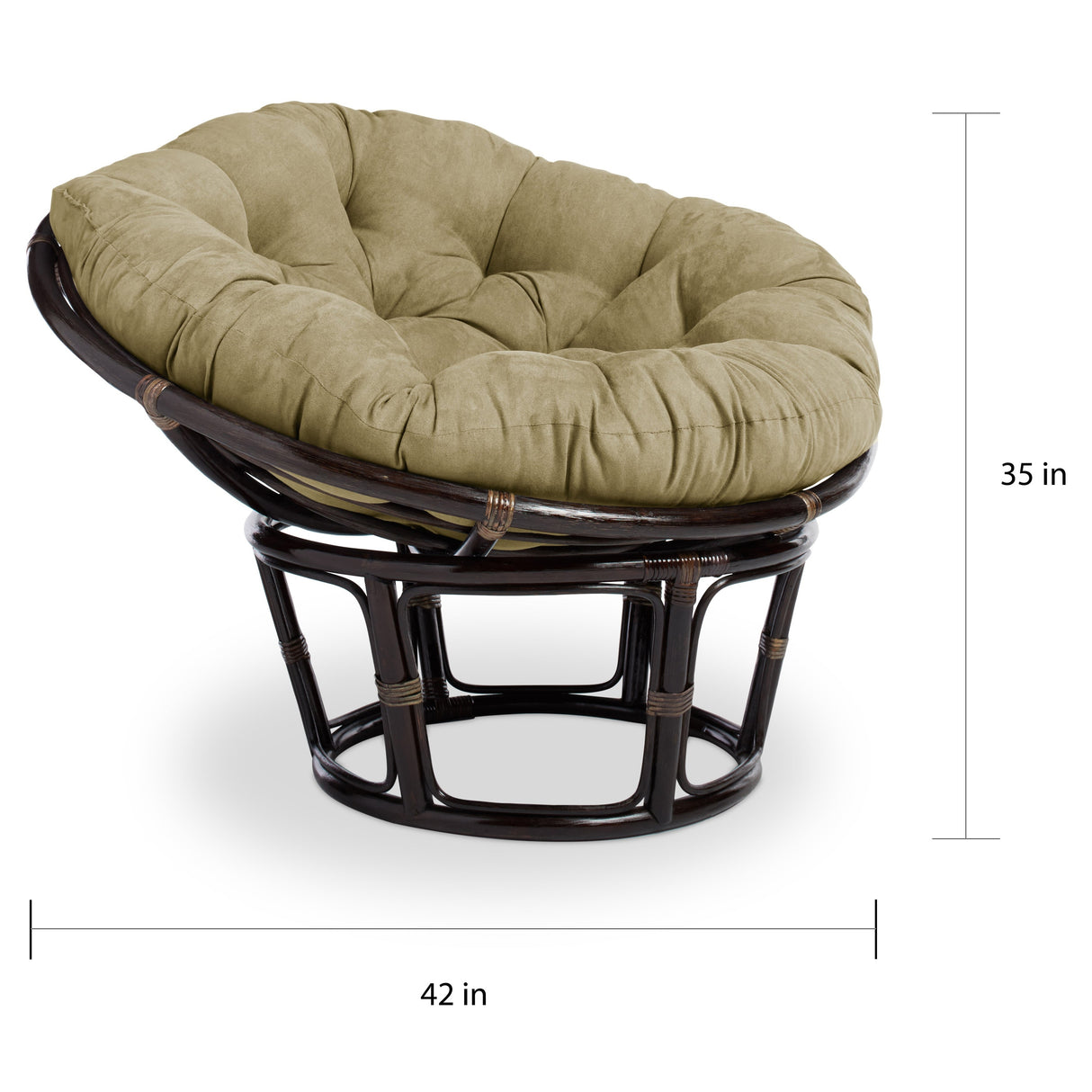 Bali 42-inch Rattan Papasan Chair with Microsuede Cushion