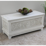 Windsor Carved Wood Trunk Bench