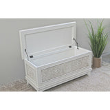 Windsor Carved Wood Trunk Bench