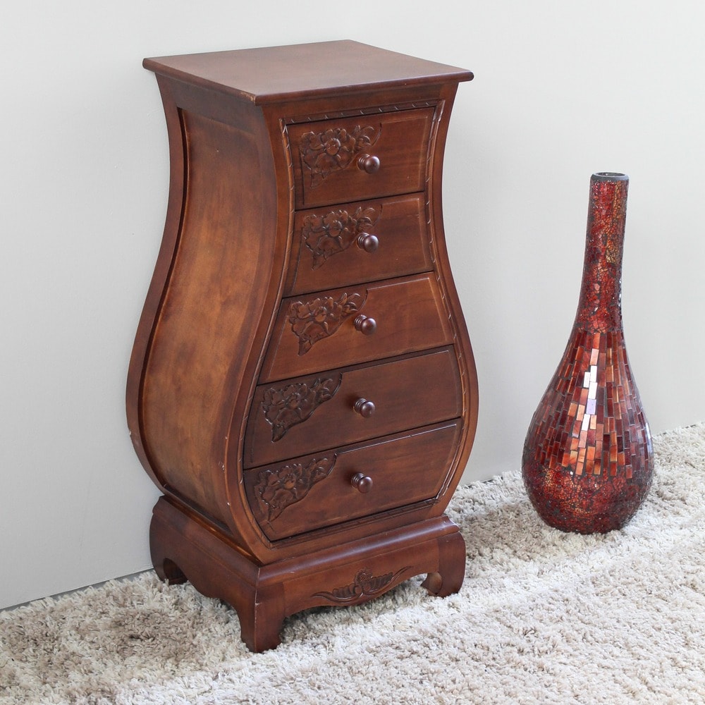 International Caravan Five Drawer Bombay What Not Chest International Caravan Five Drawer Bombay What Not Chest