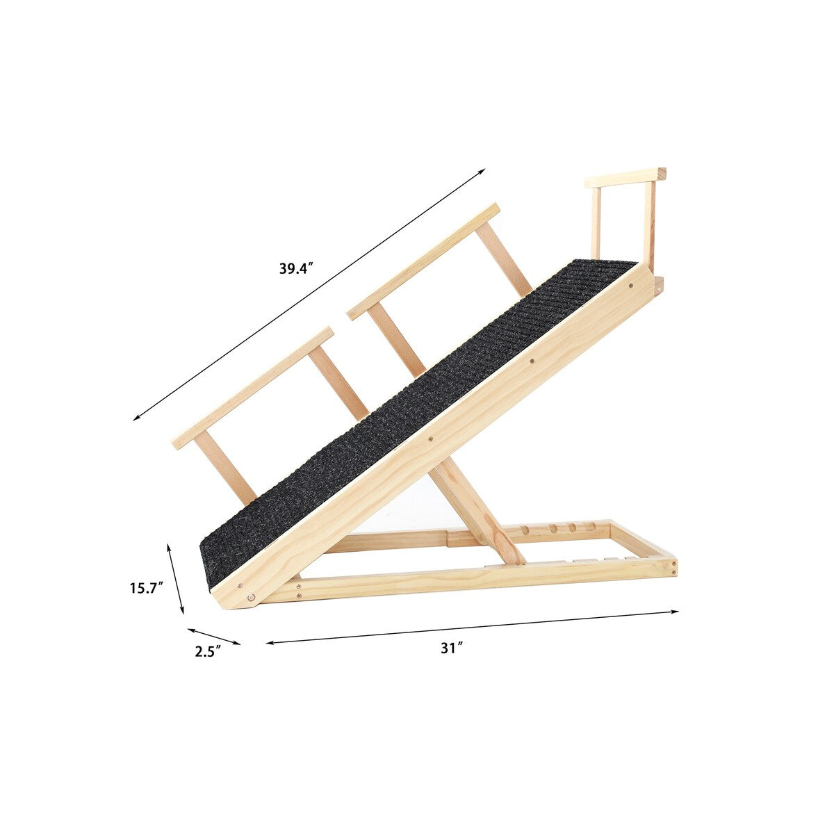 Internet's Best Adjustable Pet Ramp Foldable Wooden Ramp - Height 9.3" to 24" - 39.37" L x 15.75" W x 2.75" H