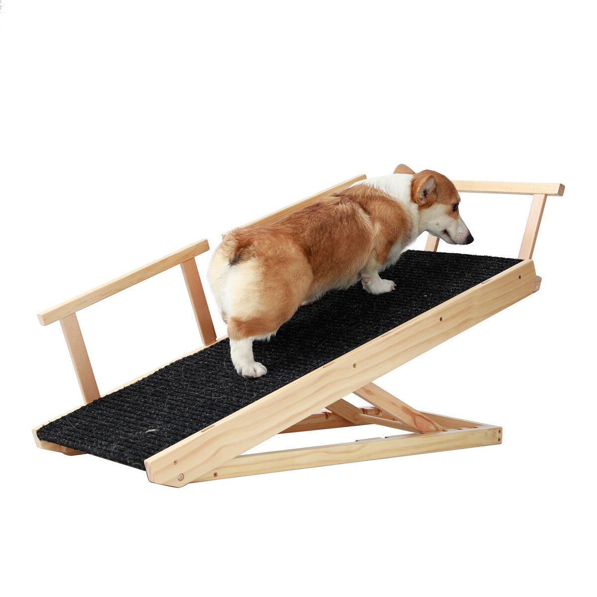 Internet's Best Adjustable Pet Ramp Foldable Wooden Ramp - Height 9.3" to 24" - 39.37" L x 15.75" W x 2.75" H