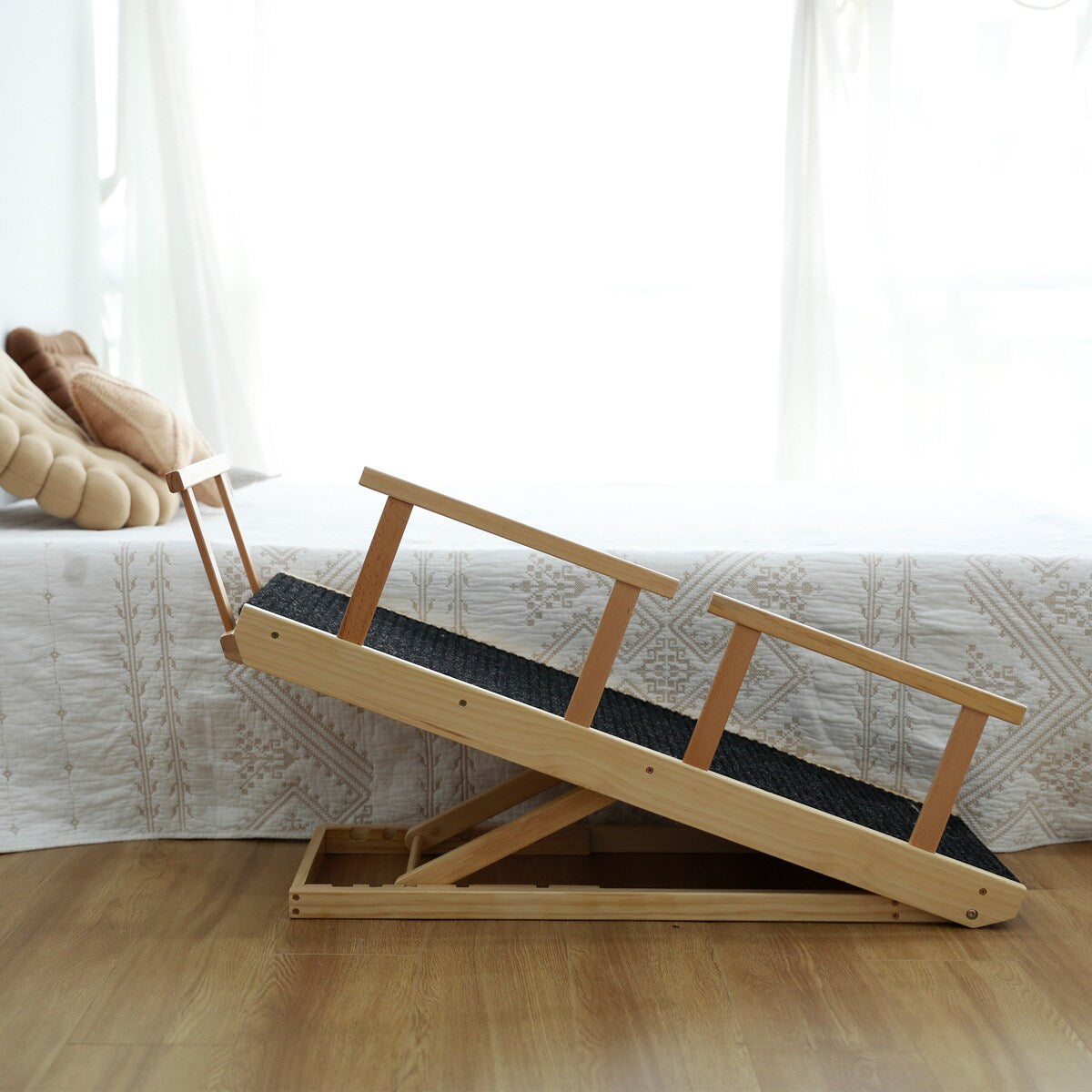 Internet's Best Adjustable Pet Ramp Foldable Wooden Ramp - Height 9.3" to 24" - 39.37" L x 15.75" W x 2.75" H