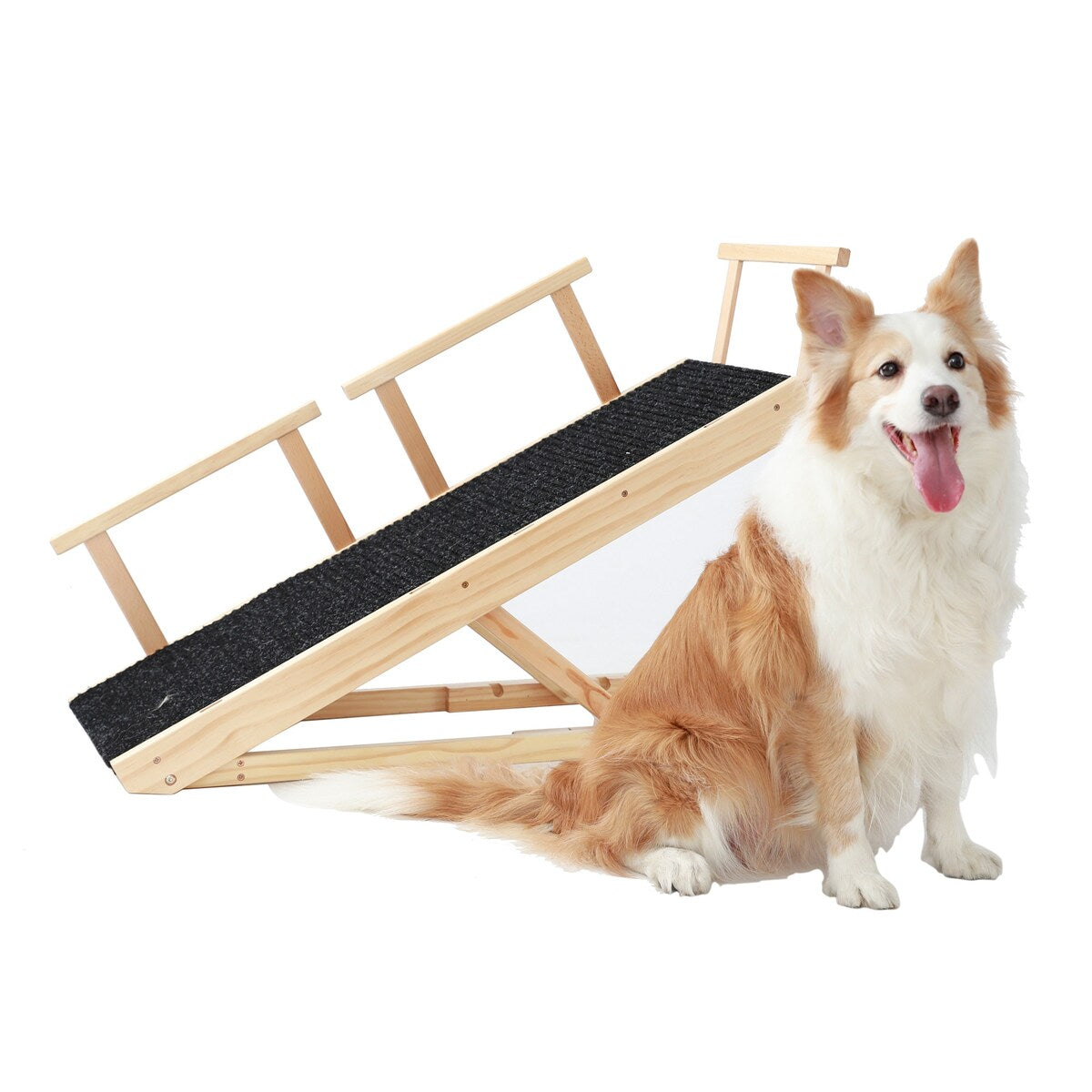 Internet's Best Adjustable Pet Ramp Foldable Wooden Ramp - Height 9.3" to 24" - 39.37" L x 15.75" W x 2.75" H