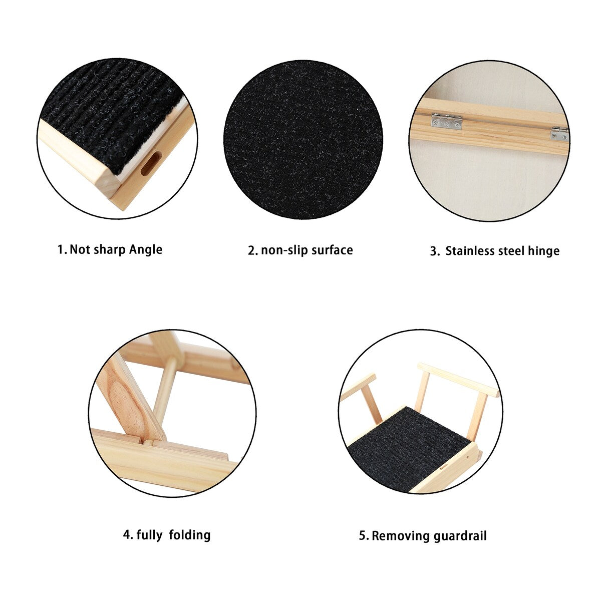 Internet's Best Adjustable Pet Ramp Foldable Wooden Ramp - Height 9.3" to 24" - 39.37" L x 15.75" W x 2.75" H