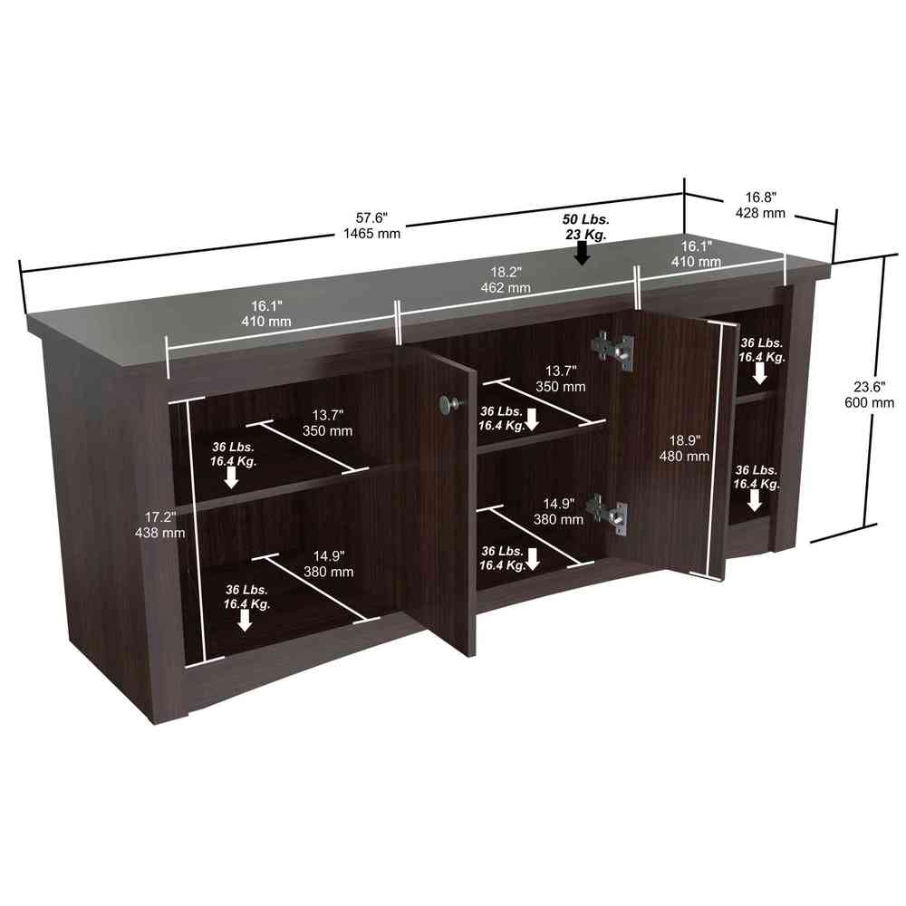 Inval Transitional Espresso 60-inch TV Stand