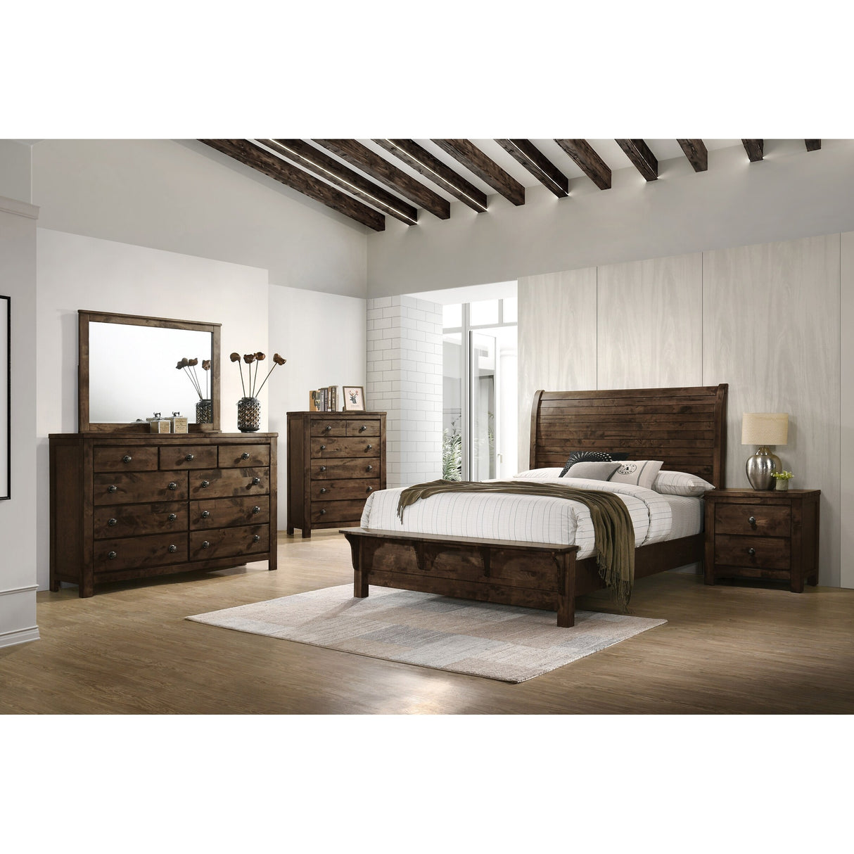 New Classic Furniture Inverness Rustic Gray Sleigh Bed