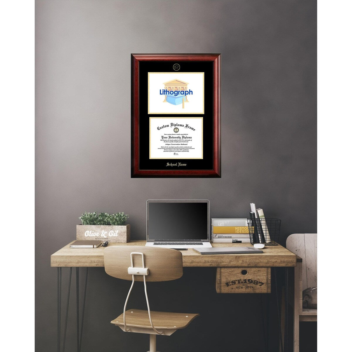 Iowa State University 11w x 8.5h Gold Embossed Diploma Frame with Campus Images Lithograph