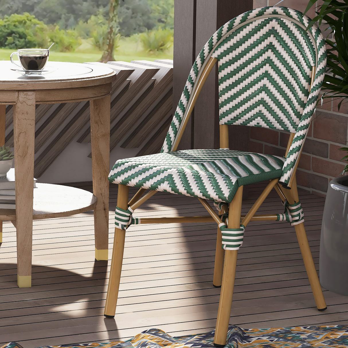 Irene French Chevron Wicker Patio Dining Chairs by Furniture of America