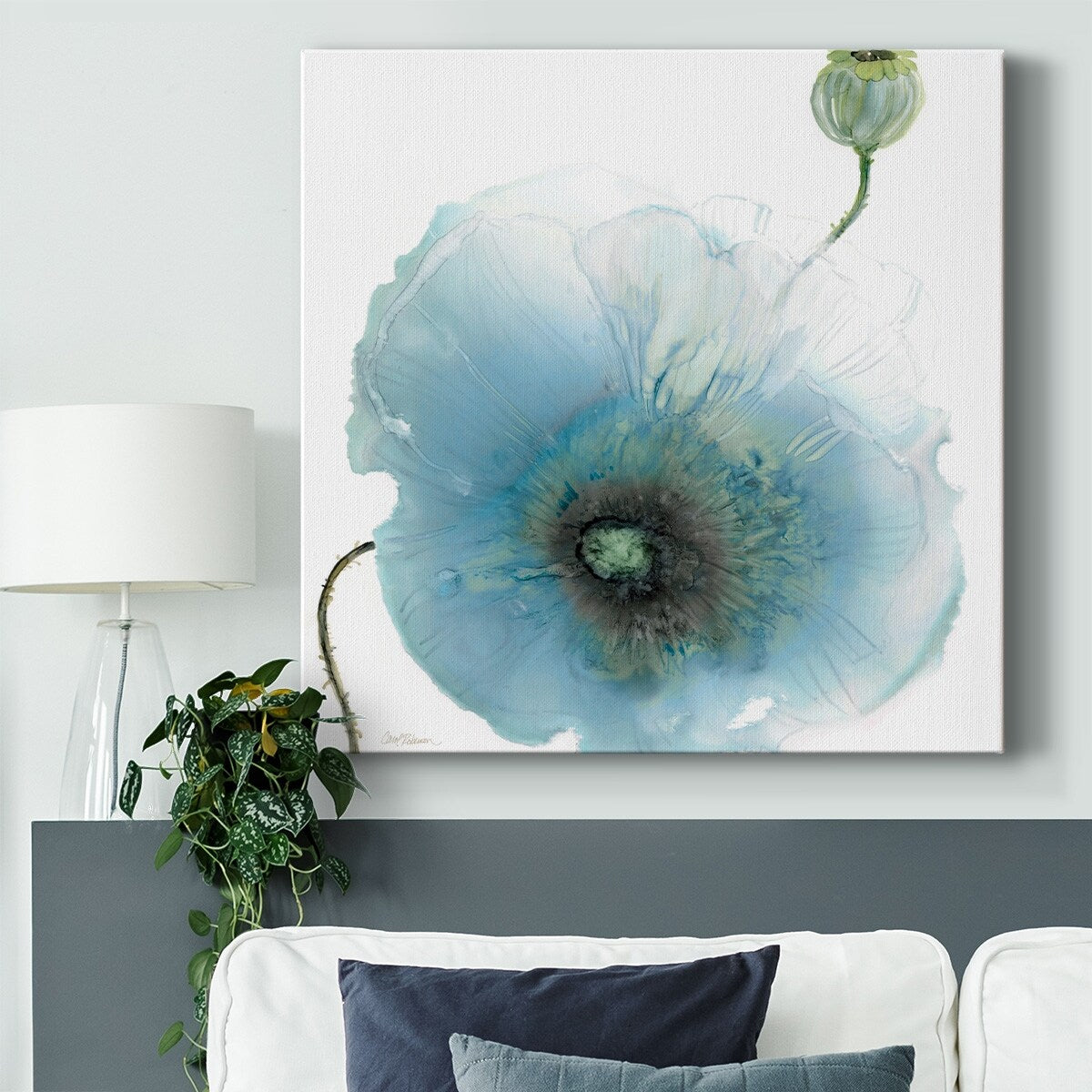 Iridescent Blue Poppy I-Gallery Wrapped Canvas