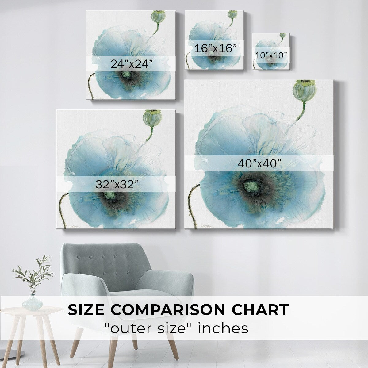 Iridescent Blue Poppy I-Gallery Wrapped Canvas