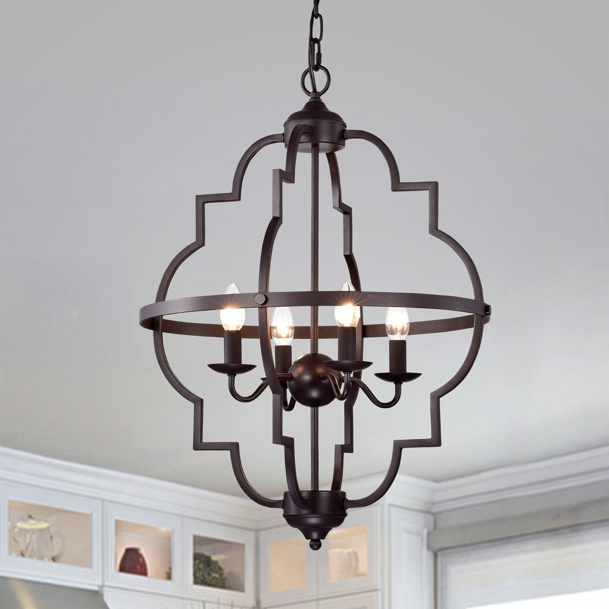 Iron Cage 4-Light Chandelier Oil Rubbed Bronze
