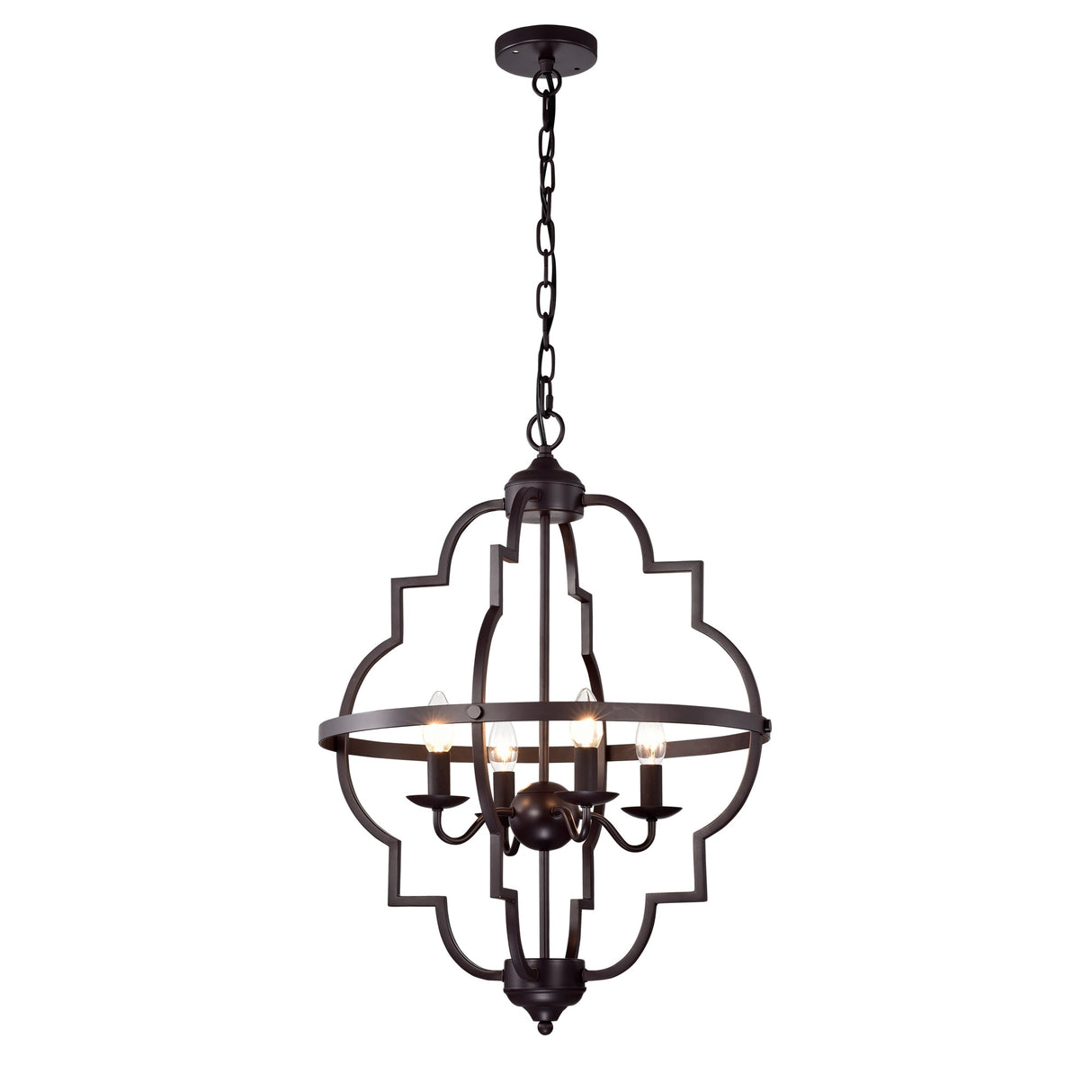 Iron Cage 4-Light Chandelier Oil Rubbed Bronze