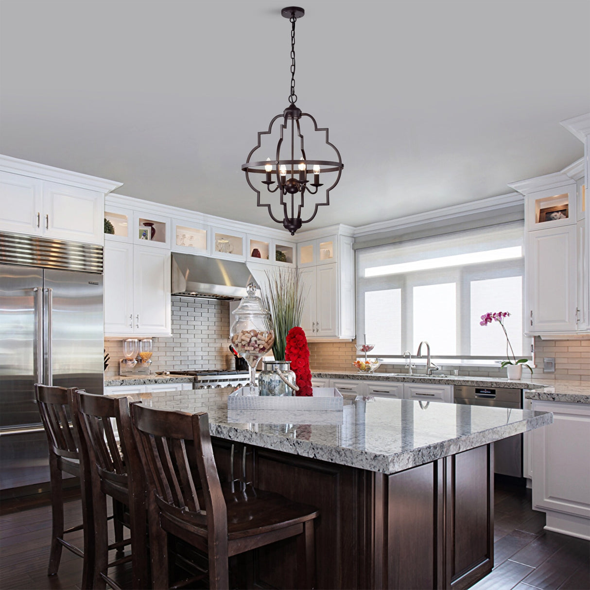 Iron Cage 4-Light Chandelier Oil Rubbed Bronze